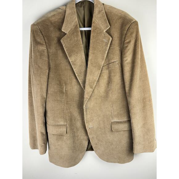 VTG Hunt Valley Corduroy Sport Coat Men's 44 L Tan Brown Jacket Blazer Academia - Picture 1 of 16